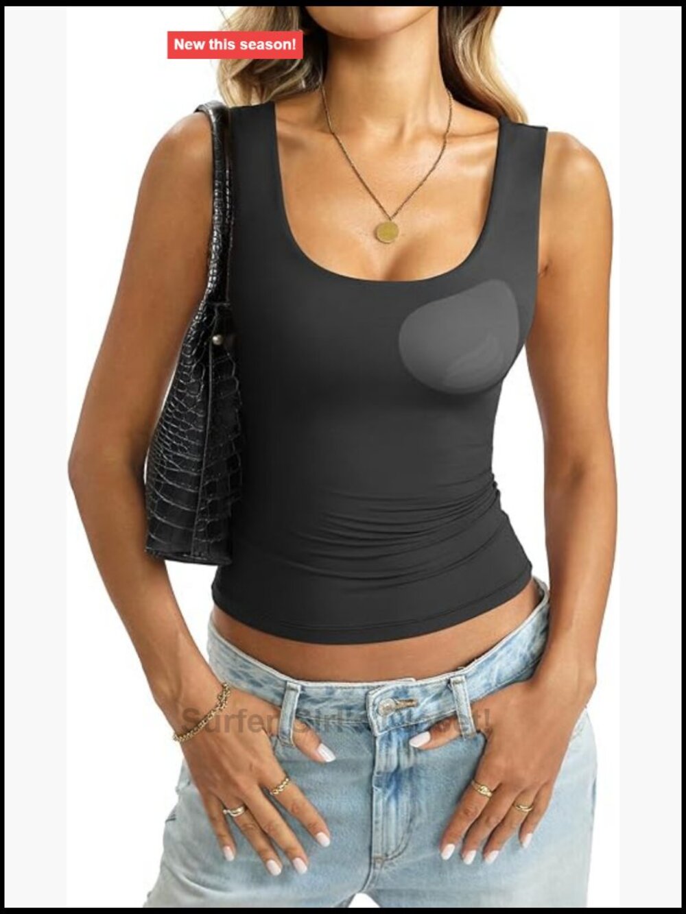 Padded Double Lined Tank Top Built in Bra Scoop Neck Sleeveless Stretch